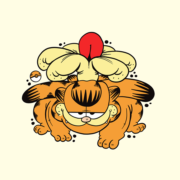 加菲猫与口袋怪物的合体画2.png