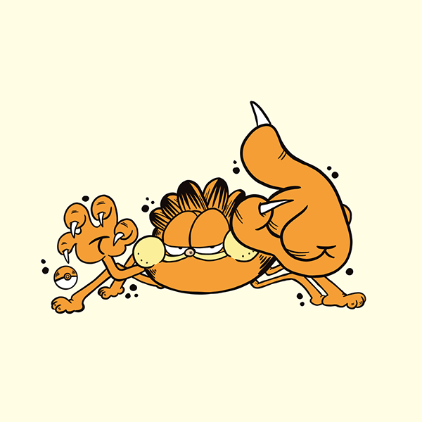 加菲猫与口袋怪物的合体画18.png