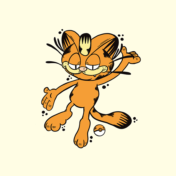 加菲猫与口袋怪物的合体画17.png